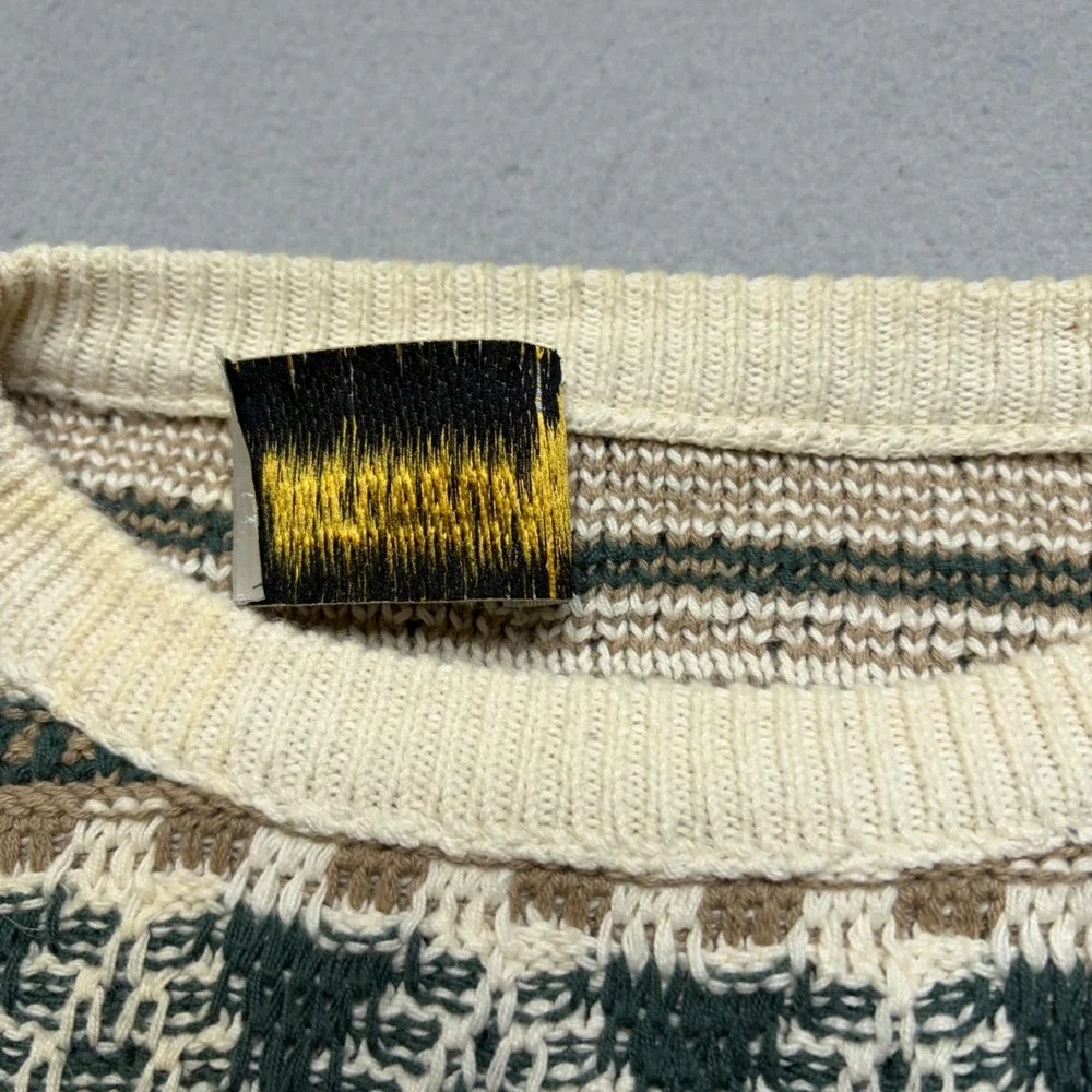 London Fog Sweater Mens XL Multi Fair Isle Geometric Knit Crewneck Vintage